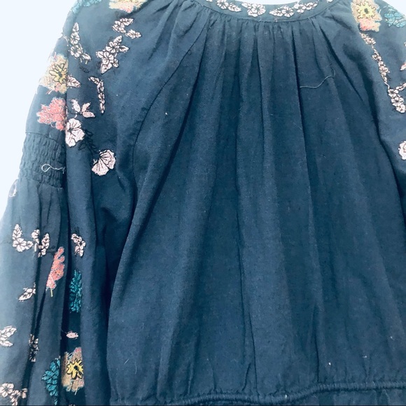 ZARA BLUE COTTON FLORAL EMBROIDERED BOHO DRESS.SIZE SMALL - Picture 10 of 12